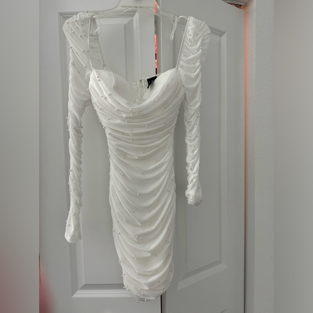 Long sleeve Pearl mini dress
